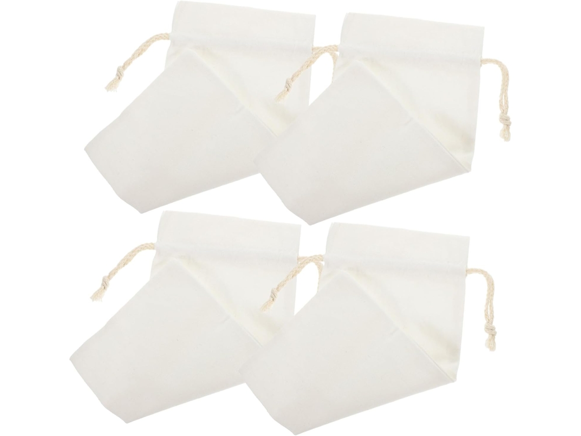 Nuobesty Juego De 4 Bolsas De Lino Con Cordón Para Envolver Botellas De Vino, Superficie Blanca
