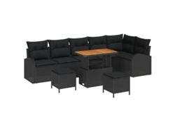 Maison Exclusive - Conjunto De Sofás De Jardín 9 Pcs Negro Ratán Sintético