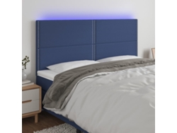 Cabecero Con Luces Led Tela Azul 180x5x118/128 Cm