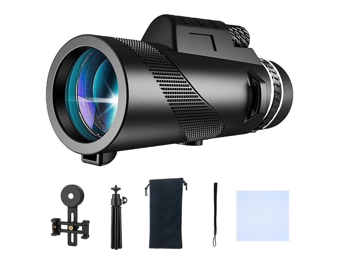 Telescopio monocular de alta potencia para adultos con soporte para teléfono inteligente y trípode. Monocular de 4 prismas Bak para una observación emocionante.