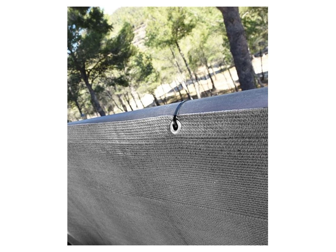 Malla de balcón gris 0,9 x 5 m, ocultación 100 %. Incluye cuerda y ojales