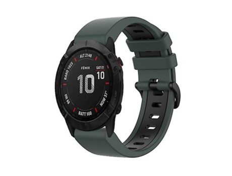 Correa Para Garmin Fenix 6x26mm Correa De Reloj Deportiva De Silicona De Dos Colores Verde Oliva-Negro VENISYMLIS