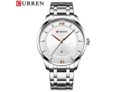 Reloj De Cuarzo Resistente Al Agua (plateado Y Blanco) Con Calendario Y Correa De Acero Inoxidable, Reloj Sencillo Para Hombre, Ideal Para Negocios.