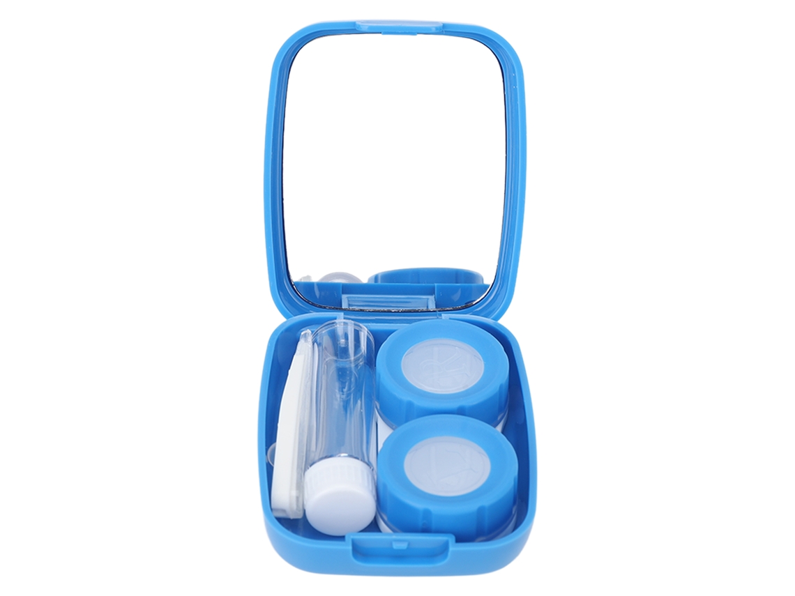Estuche portátil de viaje para lentes de contacto (azul)