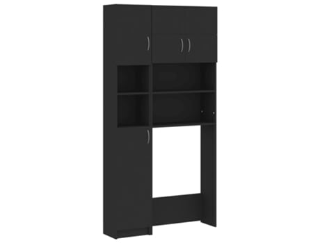 vidaXL Conjunto de armario para lavadora aglomerado negro