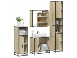 Juego de 4 piezas de muebles de baño fabricados en madera de roble, Sonoma.