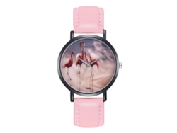 Reloj De Cuarzo Simple Y Moderno Con Correa De Cuero Pu Para Mujer (rosa)