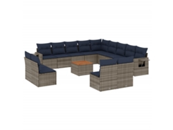 Maison Exclusive - Conjunto De Sofá De Jardín De 14 Piezas Con Cojines, Poliratán Gris