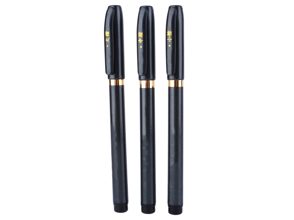 3pcs Set Pluma Pincel Caligrafía Suave Tinta Negra Para Escritura Dibujo Arte Chino Japonés Shodo