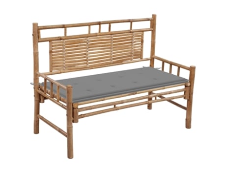 Banco de jardín con cojín bambú 120 cm MAISON EXCLUSIVE