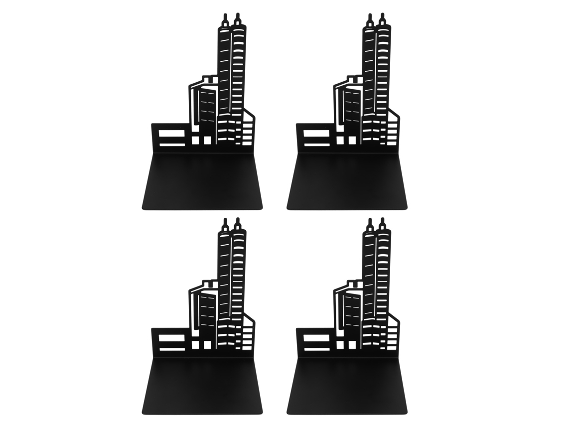 4 Piezas Book Holders Estilo Arquitectónico Apoyalibros Negros Resistentes Con 4 Almohadillas Antideslizantes Para Libros Cd Dvd