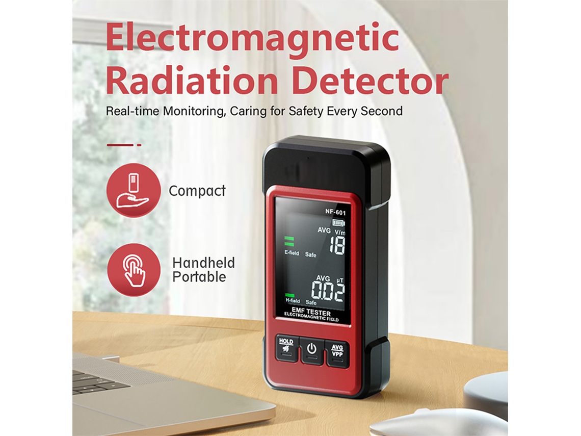 Detector Portátil De Radiación Electromagnética Nf-601, Medidor De Campo Eléctrico Y Magnético Con Alarma Sonora Y Visual.