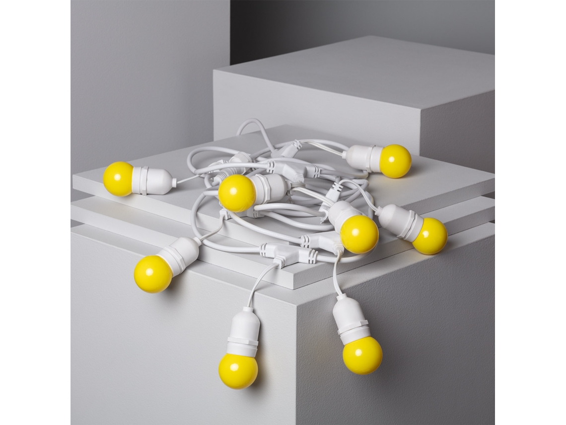 Guirnalda de Luces LEDKIA Waterproof Blanco 8 Bombillas Led E27 G45 3W de Colores Amarillo (550 cm)