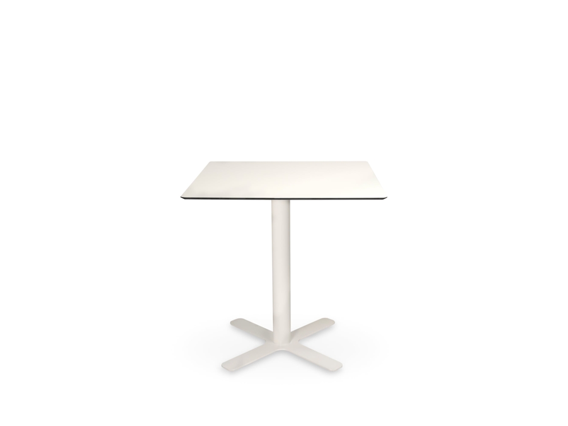 Mesa cuadrada interior Garbar Goya HPL de 70 x 70 cm con patas blancas y tablero blanco