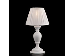 Fiorenza - Lámpara De Mesa Shabby De Madera Blanca 1 Luz Con Pantalla Dm.20 H.43 - Ø20 - Bl172-lt-bco