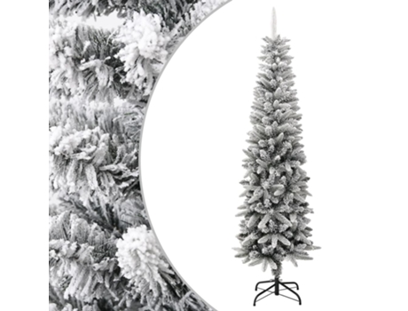vidaXL Árbol de Navidad artificial estrecho con nieve PVC y PE 210 cm