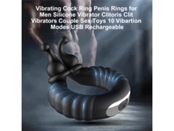 Anillo Vibrador De Silicona Para Hombres, 10 Modos, Recargable Usb, Juguete Sexual De Pareja
