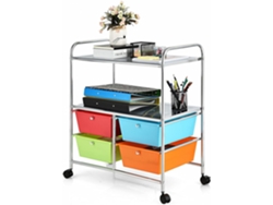 Carritos de Servicio con Ruedas Carro Auxiliar con 4 Cajones Apilables para Peluquería Restaurante Cocina Baño 62 x 37 x74cm (Multicolor) COSTWAY