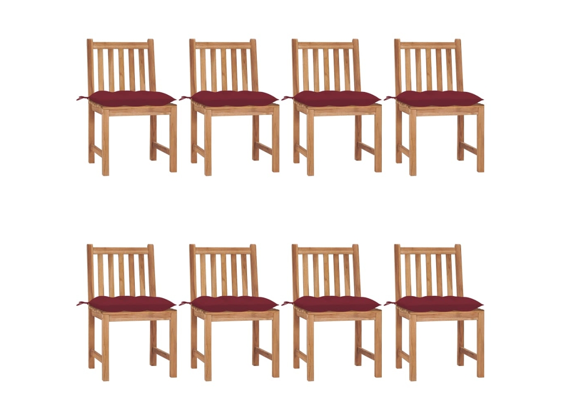 Sillas de jardín DKD Home Decor de 8 piezas con cojines, madera maciza de teca