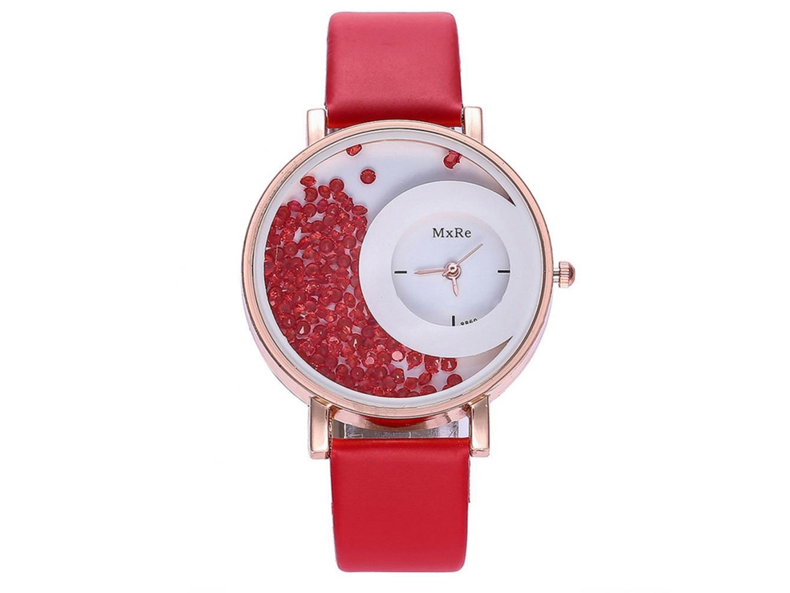 Reloj De Pulsera Para Mujer De Piel Sintética Con Cristales Brillantes Y Movimiento De Cuarzo (negro)