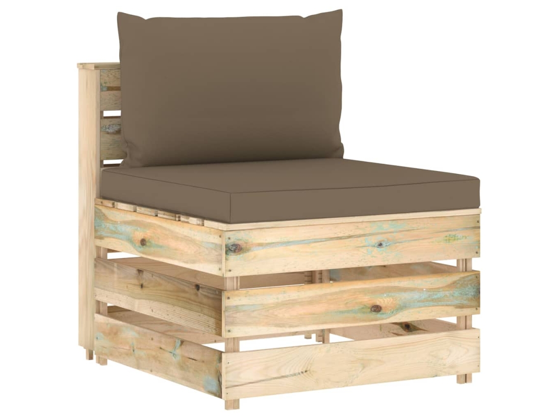 Sofá central seccional con cojines de madera impregnada verde Dkd Home Decor