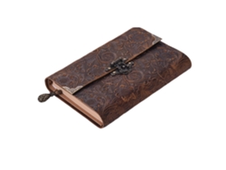 Libreta De Viaje De Piel Suave Con Estampado En Relieve A Mano, Candado Y Llave, Diario/bloc De Notas De Papel Kraft Marrón*