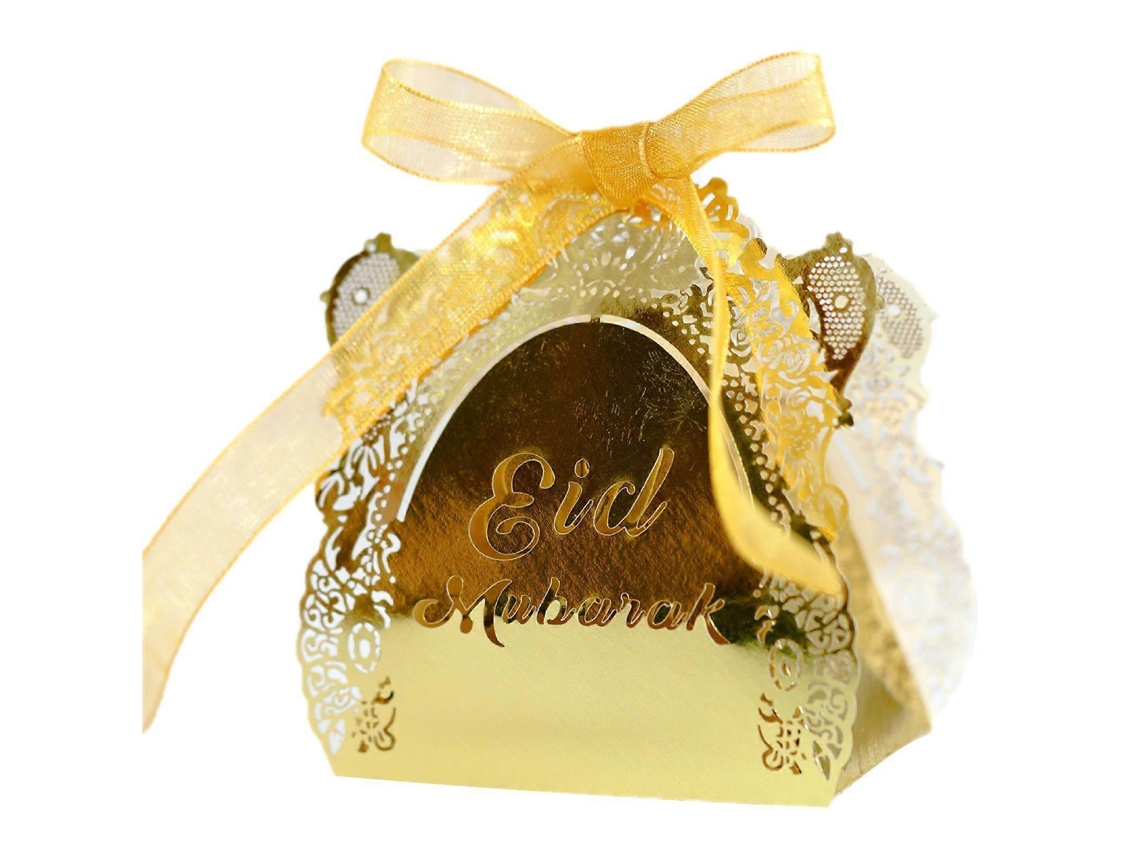 50 cajas de dulces de Eid Mubarak con encaje de rosas para regalos de boda y chocolate. Hengjian