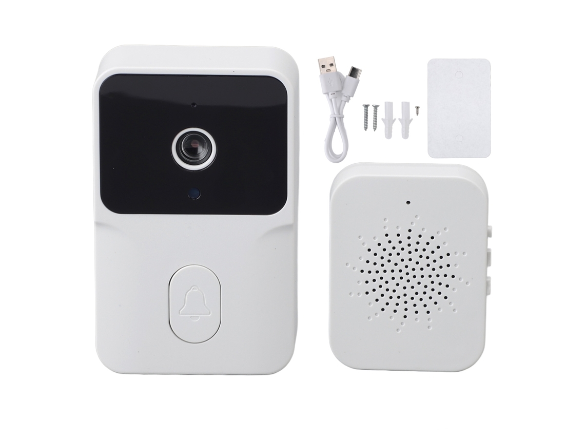 Sistema de videoportero inteligente con visión nocturna HD, intercomunicador bidireccional, cámara inalámbrica de 85° para el hogar y el pueblo, blanco. Brilvi wer