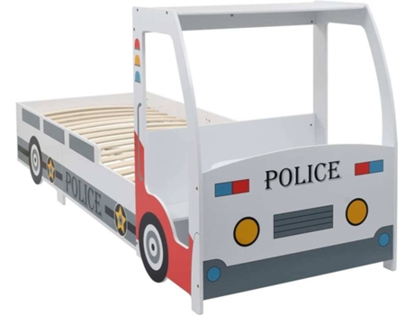vidaXL Cama infantil coche de policía con escritorio 90x200 cm