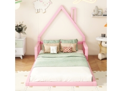 Cama Infantil 90x200 cm en Madera Maciza de Pino Estilo Rosa