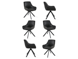 Sillas De Comedor Goeurvant 1178(pack De 6, Negro, Cuero Pu)