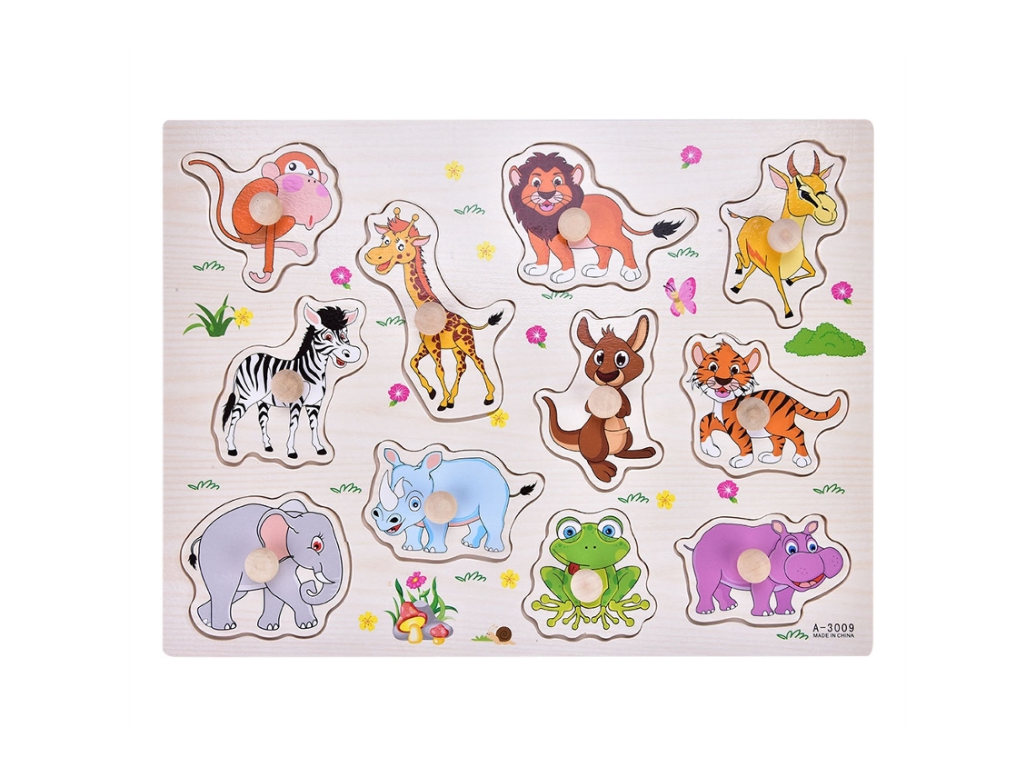 Ats-1set Rompecabezas De Madera Educativo Para Niños Niñas Juguete De Aprendizaje Temprano Interesante (animales)