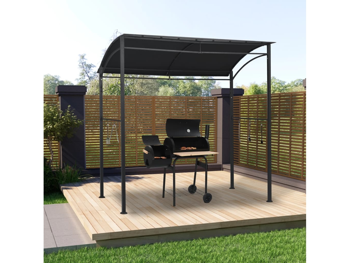 Cenador para barbacoa de acero antracita de 215 x 150 x 220 cm Wsd244667 Lovely Home