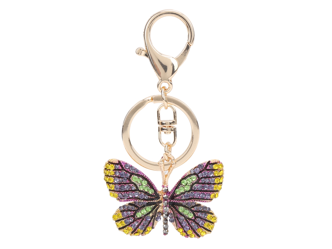 Llavero De Mariposa, Aleación De Zinc Con Cristales Brillantes, Para Mochila/cartera, Verde.