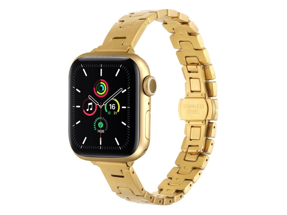 Correa XIAOMOYU de acero inoxidable estilo H para Apple Watch, 14 mm, color dorado, tamaños 42/41/40/38 mm.