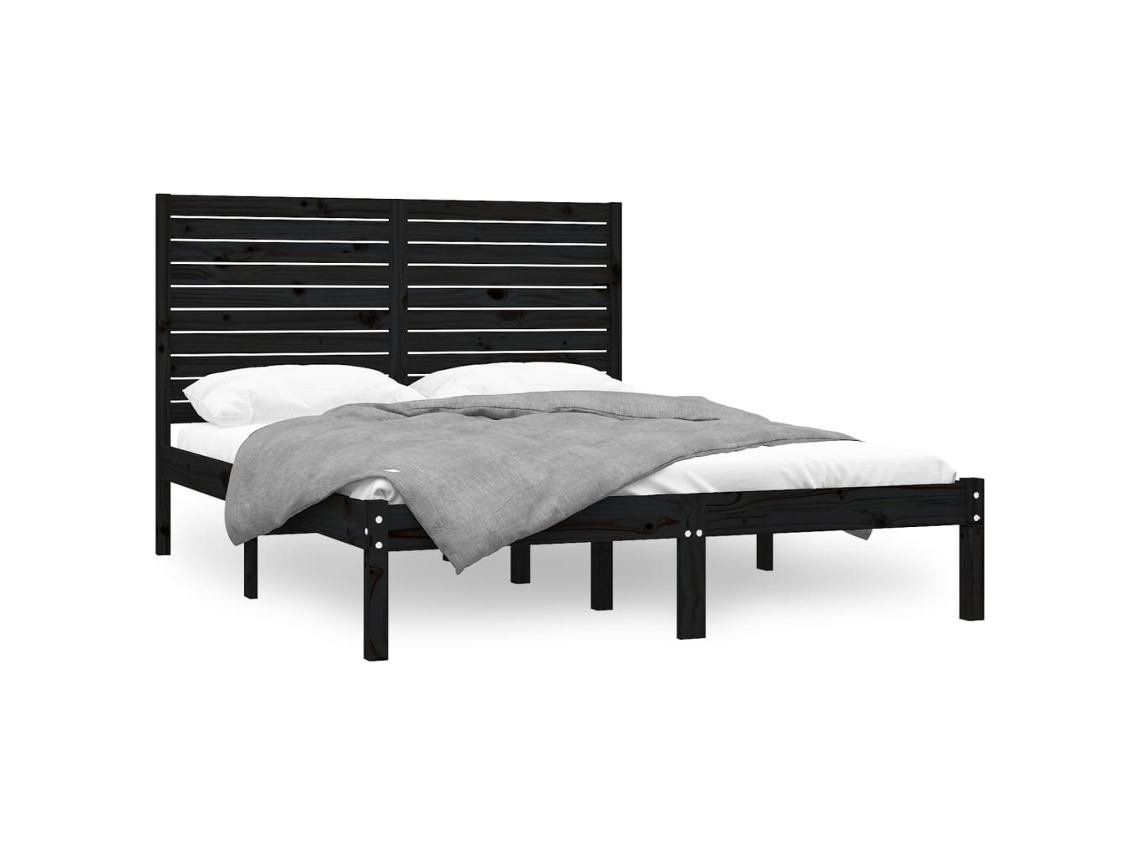 Maison Exclusive - Estructura De Cama Madera Maciza Negra King Size 150x200 Cm