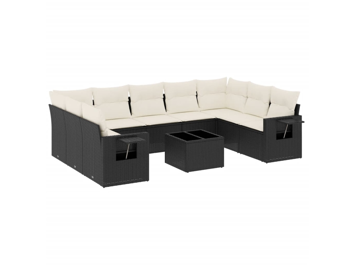 Maison Exclusive - Set De Sofás De Jardín 10 Pzas Cojines Ratán Sintético Negro