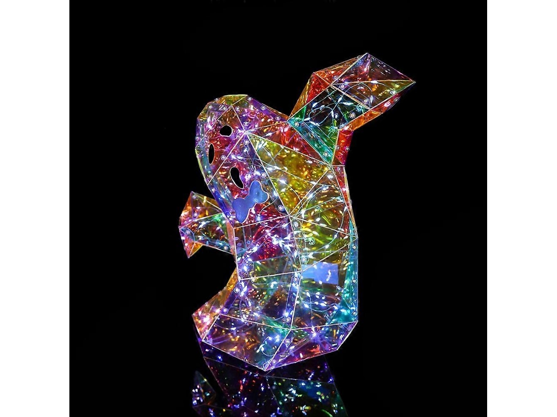 Fantasma arcoíris prismático, decoración de Halloween, lámpara de fantasma prismático iridiscente, fantasma luminoso de Halloween