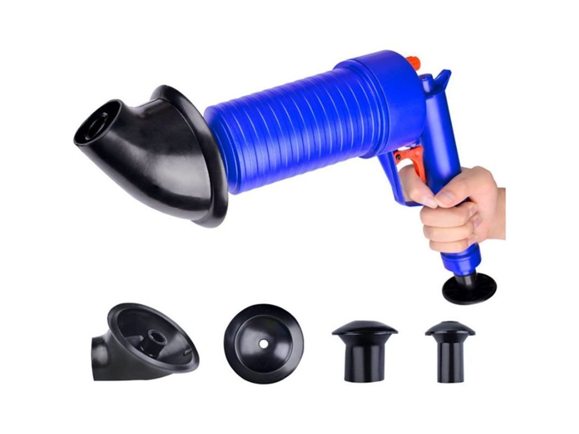 Desatascador De Inodoro Con Bomba De Aire, Limpiador De Alta Presión Manual Multifuncional Para Baño Azul