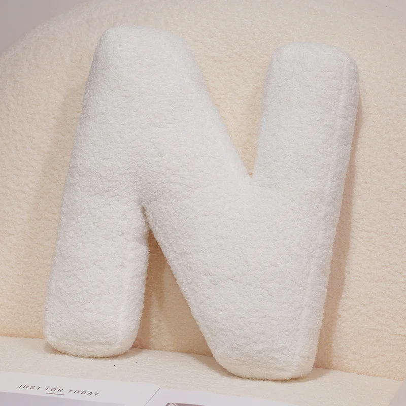 (n) Cojín cómodo con el alfabeto inglés, cojín para sofá, juguete de peluche