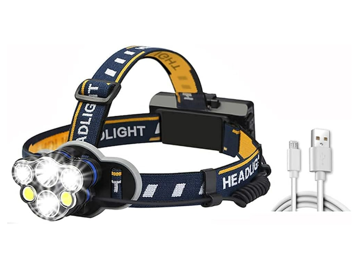 Linterna frontal recargable, Chronos Lantern-0125 Lámparas frontales LED de 6 modos, linterna de alto lumen, linterna frontal impermeable (negro) YIZHOOD
