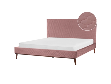 Cama de matrimonio BELIANI Bayona Terciopelo Rosa 191x212x121