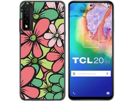 Carcasa TCL 20 5G TUMUNDOSMARTPHONE Dibujos Transparente Flores 02 Multicolor