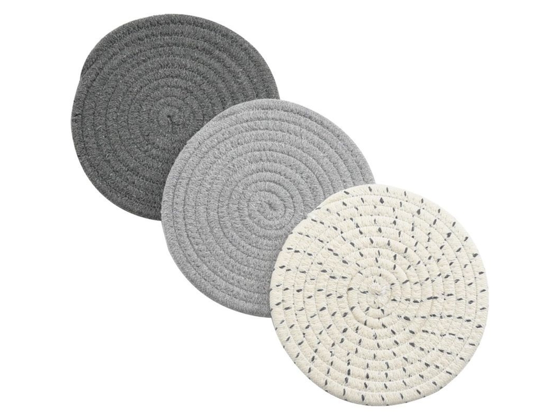 Rebe-conjunto De Fundas Anti Calor 3 Unidades 100% Algodón Tejido Manual 17,8 Cm Resistente Al Calor Para Cocina