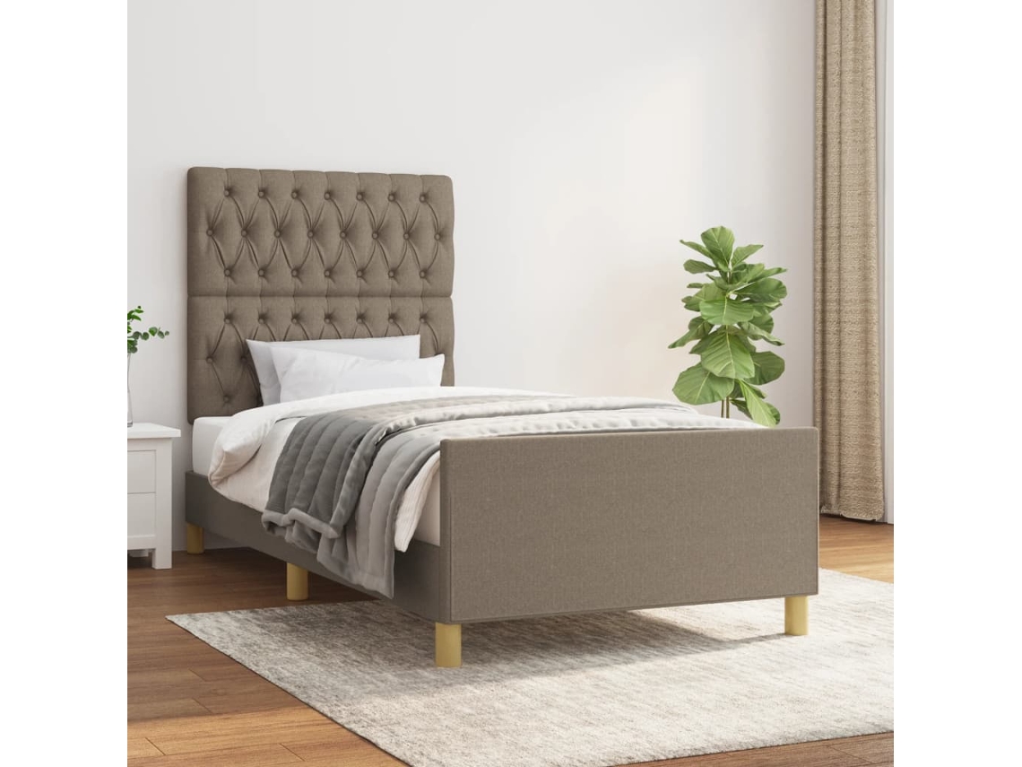 Estructura De Cama Sin Colchón Tela Gris Taupe 100x200 Cm