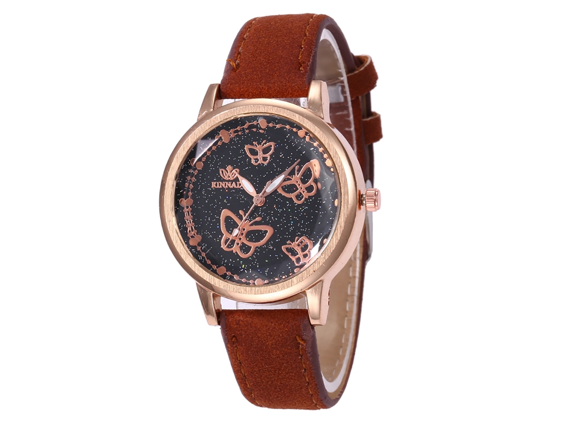 Reloj De Pulsera De Cuero Para Hombre Y Mujer Con Esfera Redonda, Movimiento De Cuarzo, Color Café.