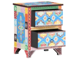 Maison Exclusive - Mesita De Noche Pintada A Mano Madera Maciza Mango 40x30x50 Cm