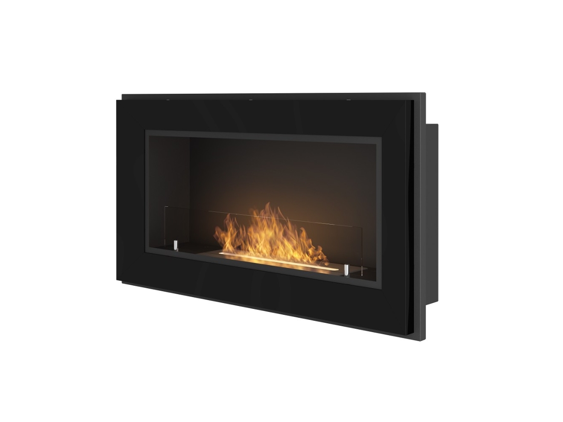 Chimenea empotrada de bioetanol Frame 900 Simplefire con cristal Sololed negro