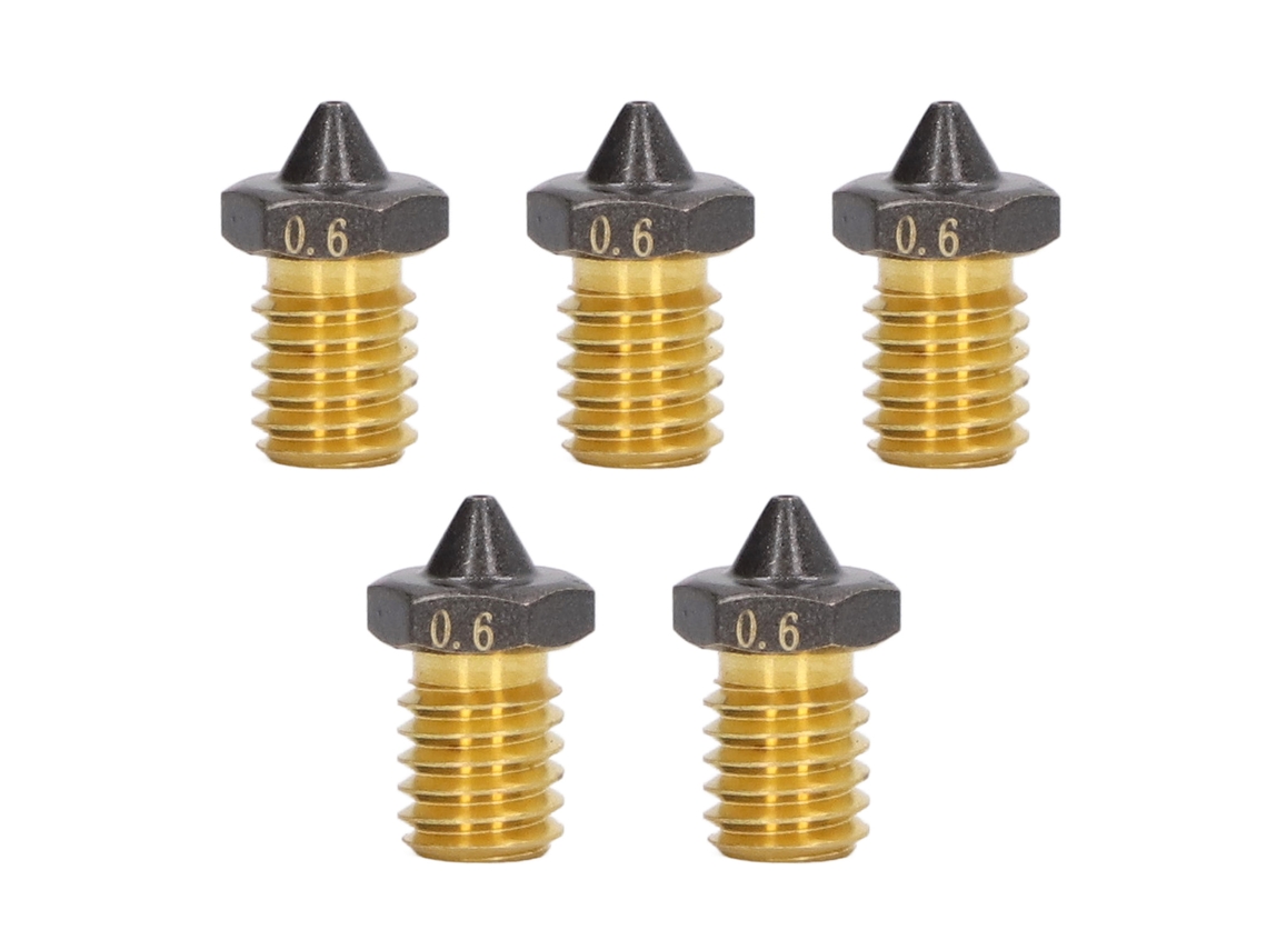 5 Piezas Boquillas De Impresora 3d De Cobre Revestidas Con Ptfe Para Filamento De 1.75mm Boquilla De Hotend De Alto Flujo 0.6mm