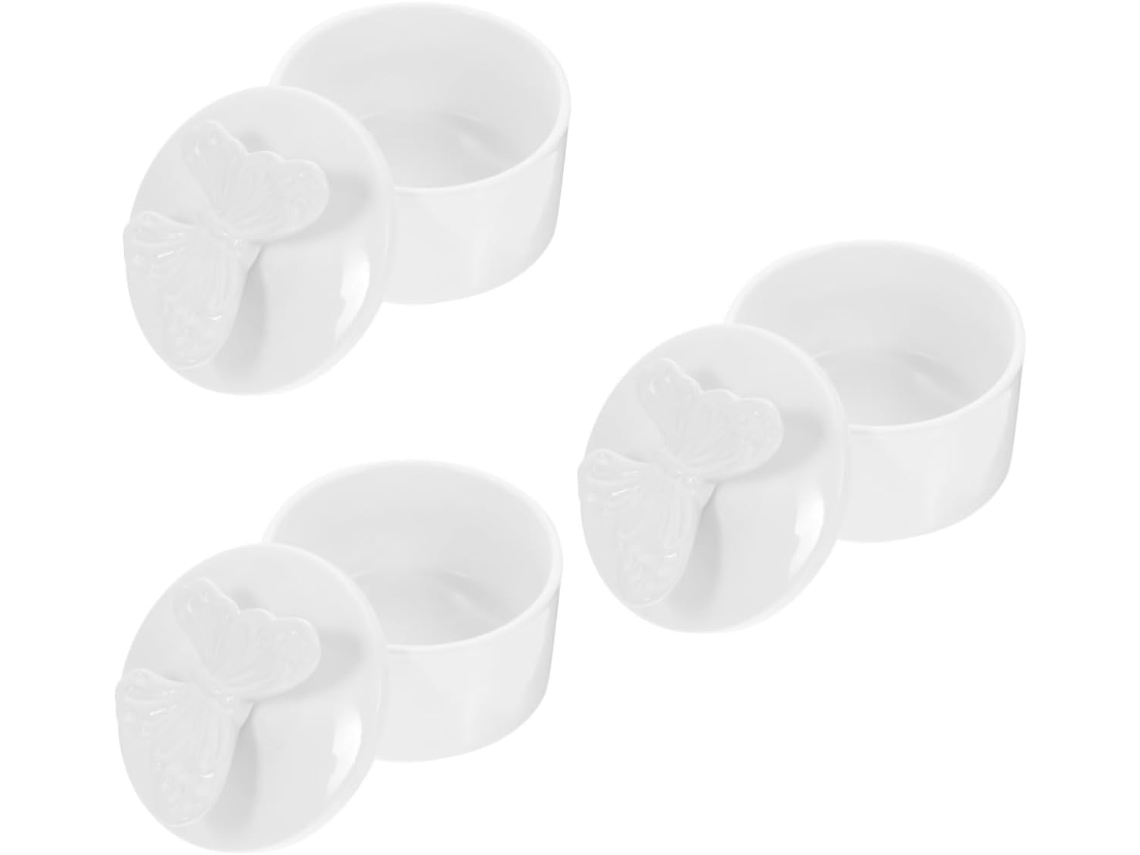 Caja De Almacenamiento De Joyas De Cerámica De 3 Piezas Nuobesty, Diseño Creativo, Contenedor Elegante